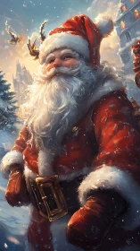 Digital rendering depicts Santa Claus figure in snowy town