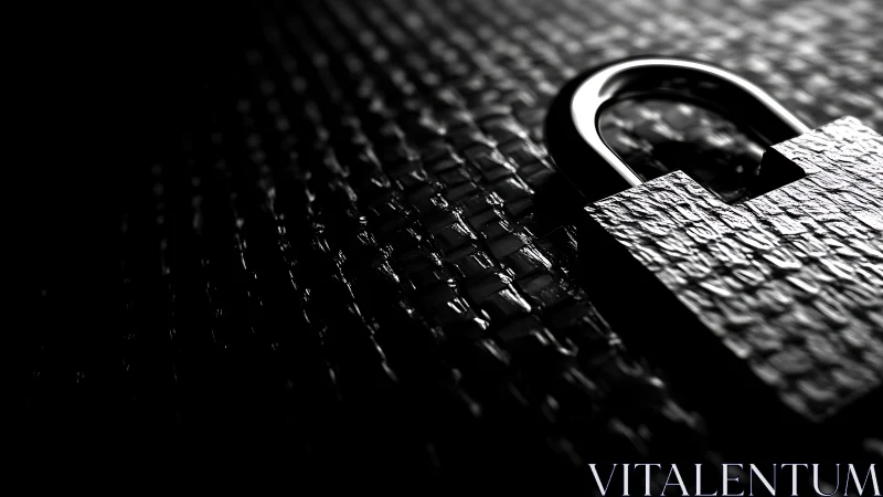 Textured metal padlock in dramatic low key lighting.
