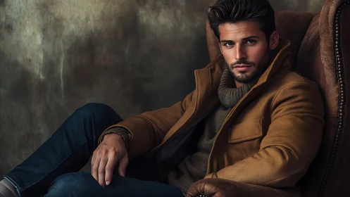 Cozy autumn calm with a thoughtfully stylish young man.