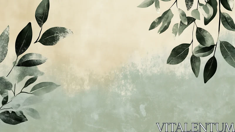 Minimalist foliage branches on textured gradient background.