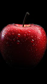 High-contrast macro study of wet red apple under hard key light