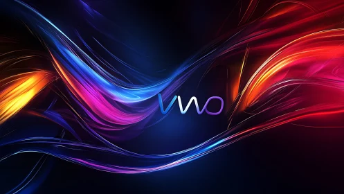 Neon ribbon currents swirl around luminous VWO core logo.