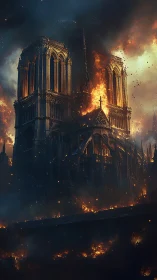 Gothic Cathedral Engulfed in Catastrophic Fire