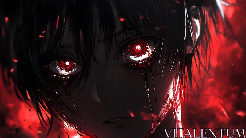 Red-eyed anguish boils into a storm of burning shadows