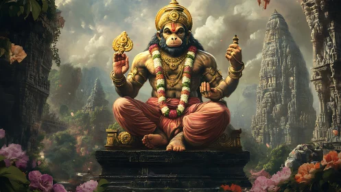 Mountain air trembles as divine monkey guardian blesses dusk