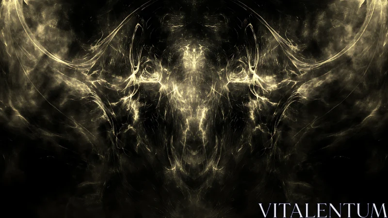 Golden fractal nebula suggests a glowing cosmic apparition