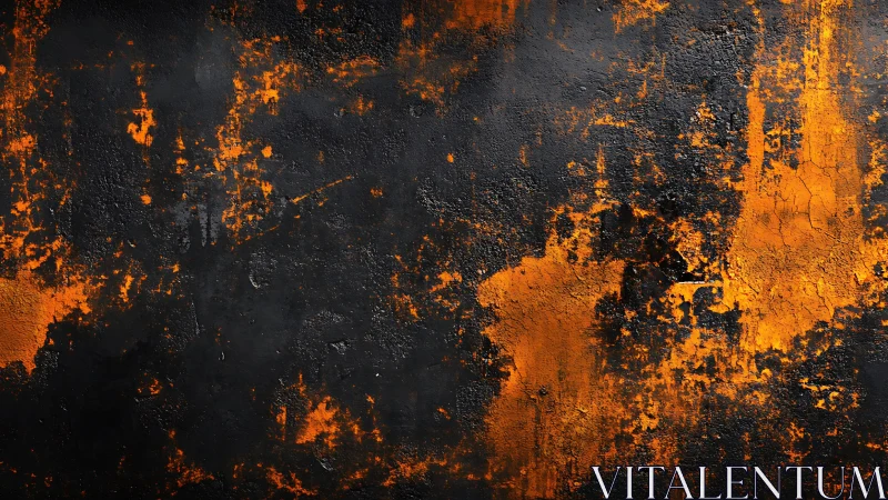Grunge abstract texture with black and orange distressed paint effect.
