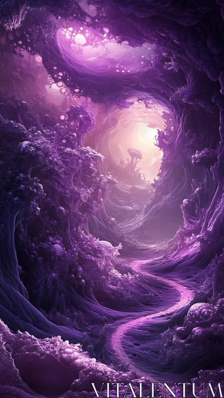 Purple organic cavern environment forms winding central path
