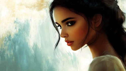 Sideward gaze paints quiet fire inside a luminous portrait