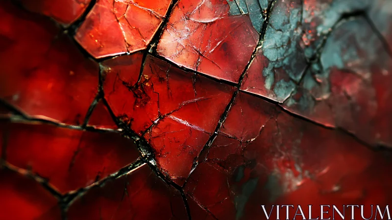 Cracked Red Glass Abstract Texture with Moody Lighting Effect.