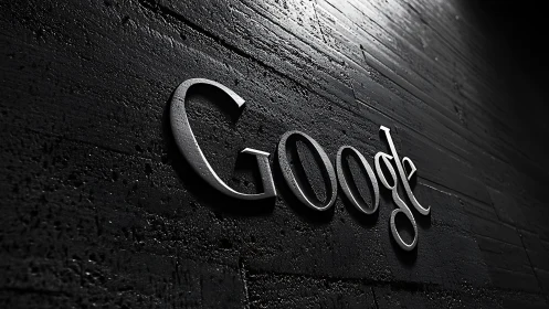 Google Logo Embossed on Dark Textured Surface