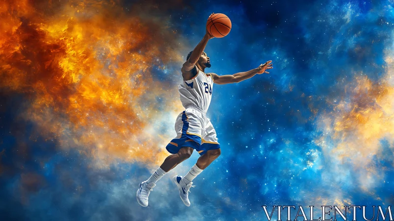 Cosmic slam-dunk comet streaking through fire and starlight.