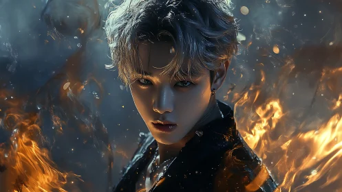 Luminescent pyro-aura portrait with cinematic focus dynamics.