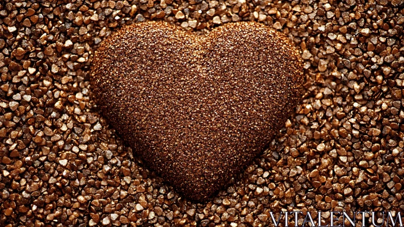 Heart-shaped rock formation surrounded by gravel and pebbles