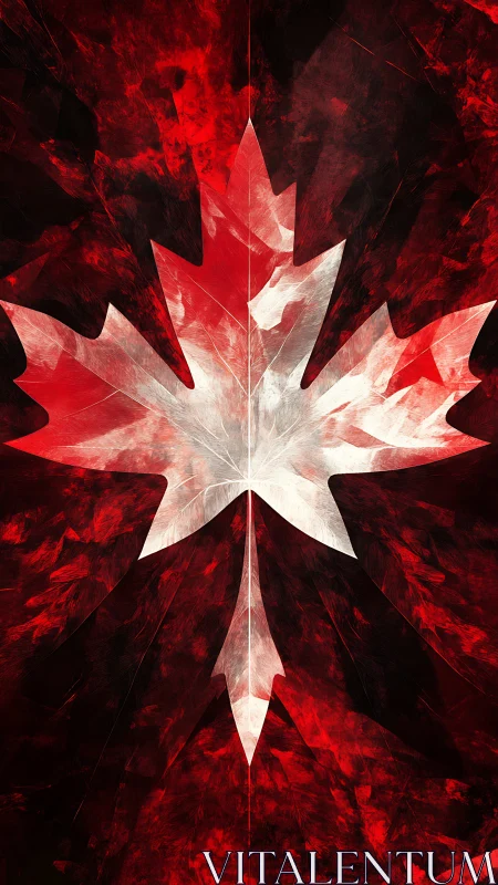 Abstract red and white Canadian maple leaf flag art