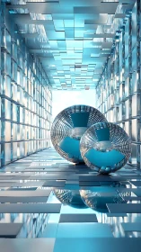 Reflective spheres in tiled parametric corridor environment.