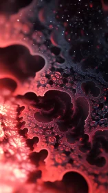 Crimson nebula fractals swirling through microscopic night.