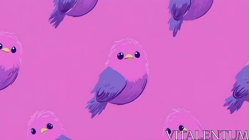 Vibrant Pink Eagles with Purple Wings Pattern. Digital Illustration.