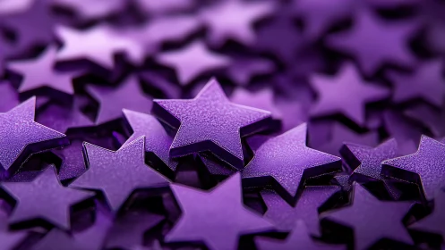 Macro depth-of-field study of textured purple plastic star shapes