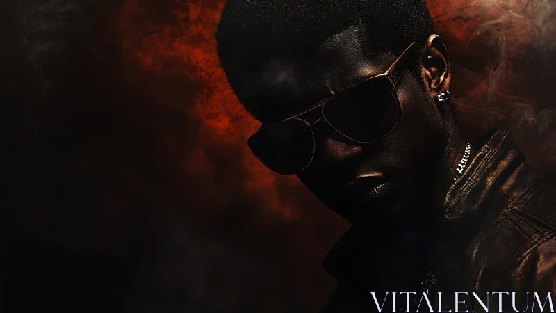 Moody portrait of a cool figure in glowing ember light.