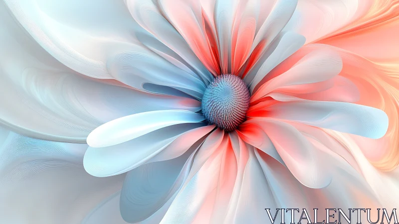 Iridescent digital bloom with flowing pastel petals.