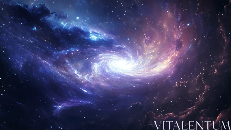 Star-swirled nebula vortex curling into cosmic dawn.