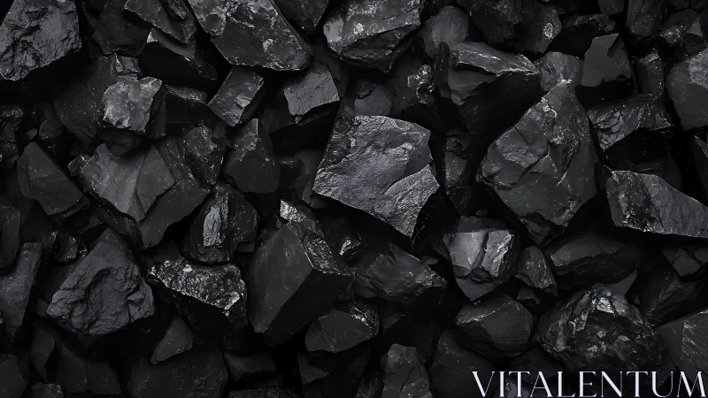 Glossy coal geometry in a brooding industrial mosaic.