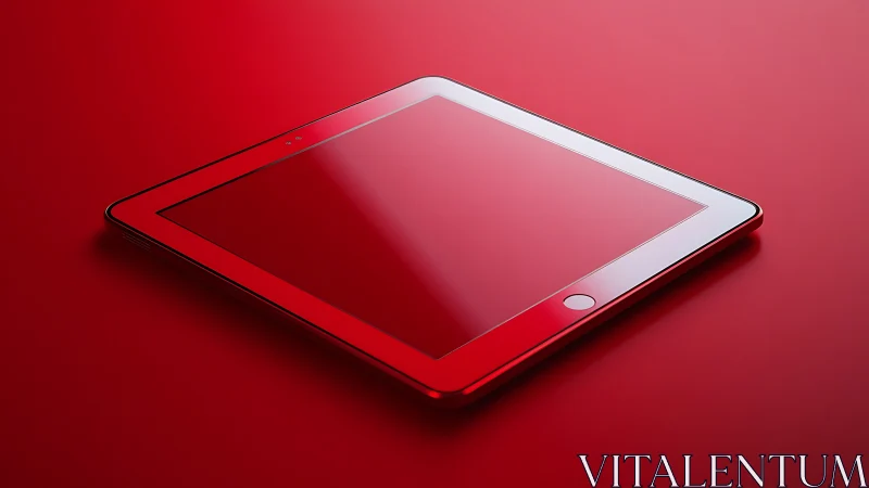 Red Tablet Device 3D Rendering with Minimalist Gradient Background