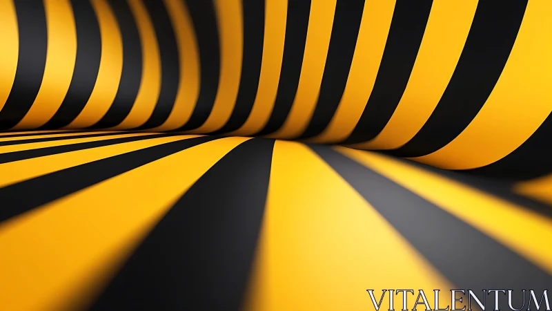 Bold yellow and black stripes in abstract wavy pattern, modern style.