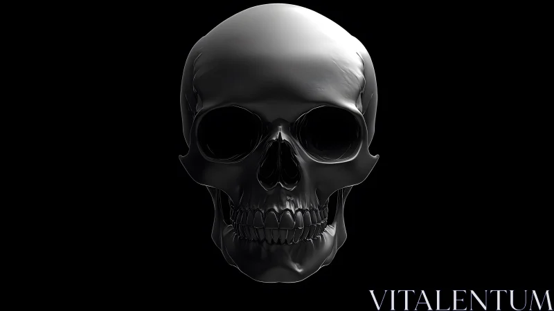 Realistic dark human skull on black background, digital art style. Realistic dark human skull on black background, digital art style.