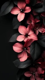 Coral Hydrangea Blossoms with Cinematic Backlighting Against Dark Foliage