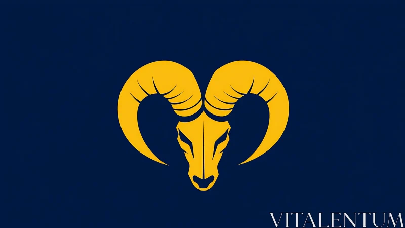 Minimalist ram head emblem in bold vector silhouette style.