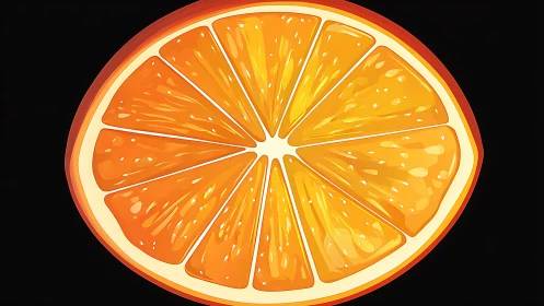 Sunlit orange slice glowing against deep night sky.