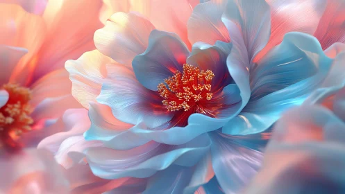 Digitally Rendered Flower With Composite Color Gradients
