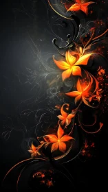 Luminescent Floral Cascade Against Darkened Ornamental Background.