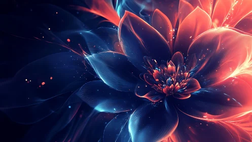 Digital macro rendering depicts luminous abstract flower form