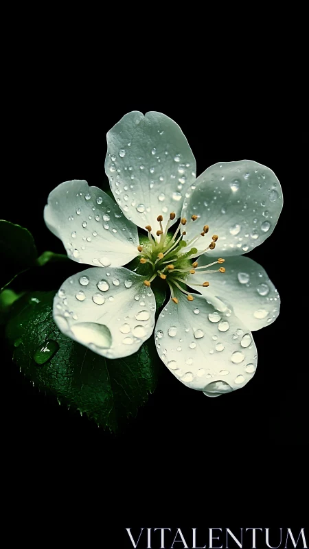 White Flower Petals with Hydrophobic Surface Tension Droplets