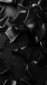 Curved black surfaces with scattered white specks on dark ground