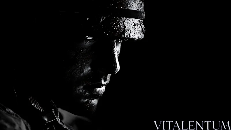 Gritty close-up portrait celebrates strength in harsh shadows