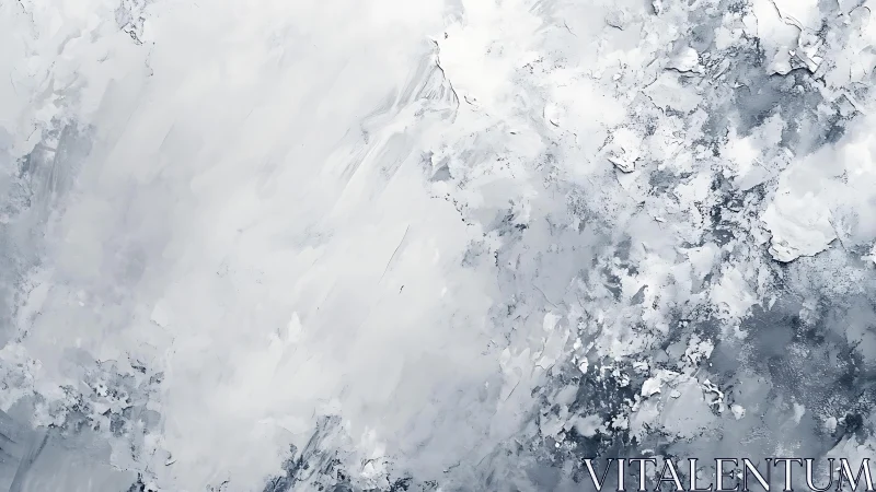 Textured Abstract Winter Landscape in Cool White and Gray Tones.