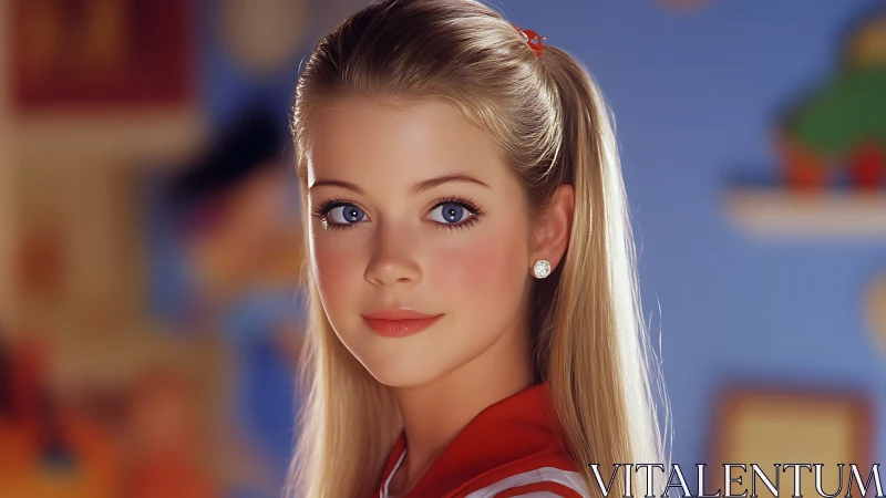 Digital portrait presents a young person in frontal view