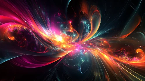 Vibrant cosmic energy bloom radiates across deep space