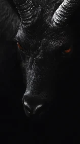 Black horned creature emerges from deep shadowed darkness