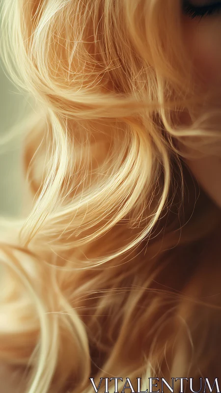 Soft close-up of wavy blonde hair strands in light.