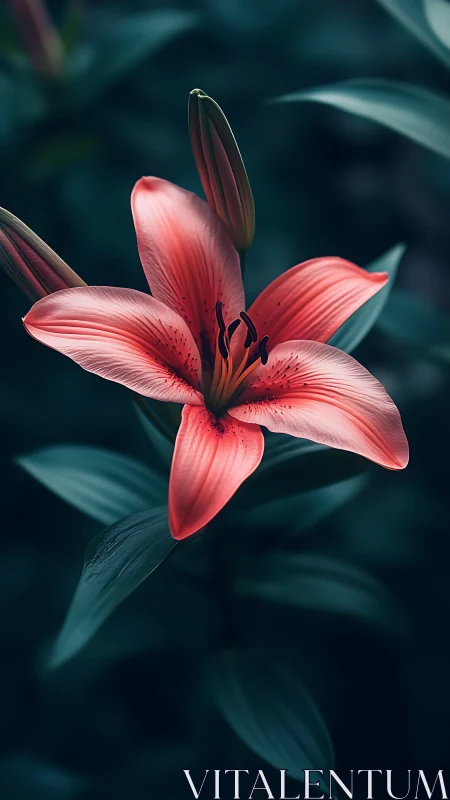 Elegant Red Lily Blooms with Striking Dark Foliage