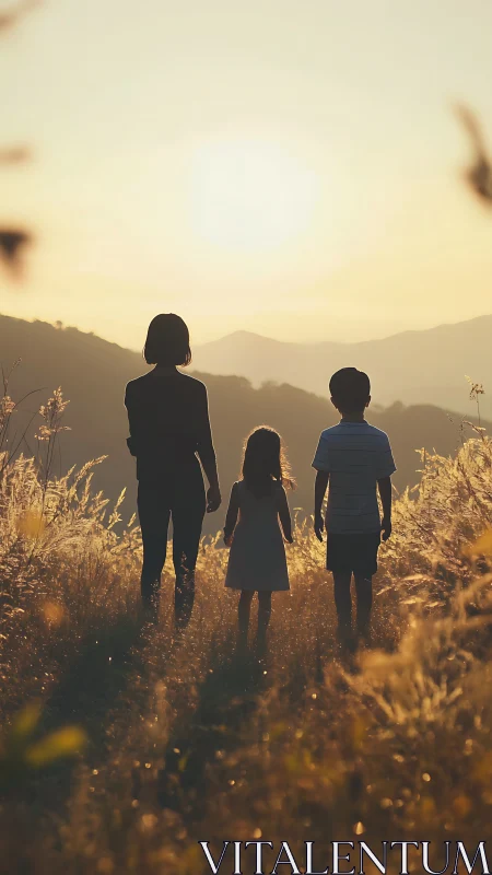 Children Standing Together in Golden Fields.
