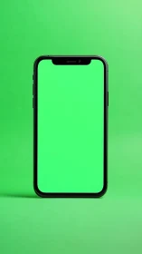 Black Smartphone on Bright Green Background.