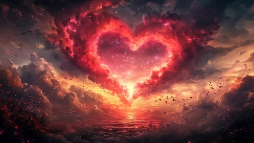 Heart of Light: A Glowing Sky of Love and Wonder.
