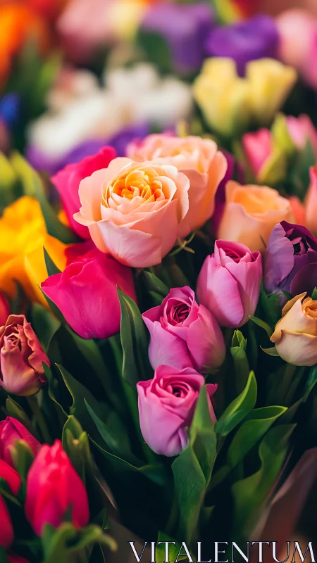 Vibrant Botanical Arrangement: Shallow Depth of Field Rose Garden