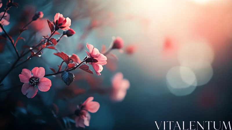 Blush-touched petals suspended in twilight reverie.